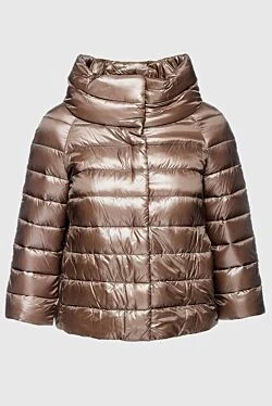 Beige polyamide down jacket for women