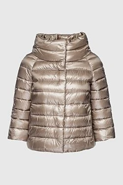 Beige polyamide down jacket for women