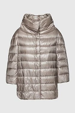 Beige polyamide down jacket for women