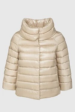 Beige polyamide down jacket for women