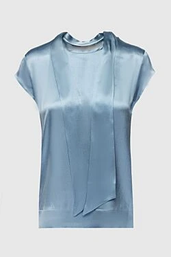 Blue silk blouse for women