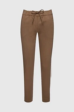 Brown cotton and elastane trousers for women