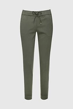 Green cotton trousers for women