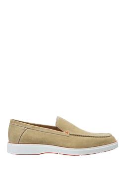 Beige suede loafers for men