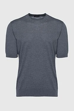 Short sleeve jumper in silk and cotton gray for men