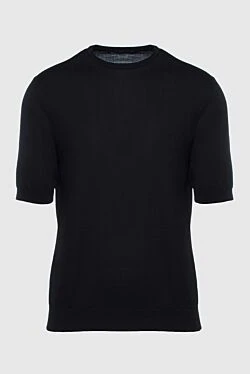 Short sleeve jumper in silk and cotton black for men