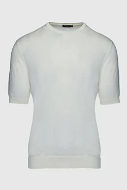 Short sleeve jumper in silk and cotton white for men