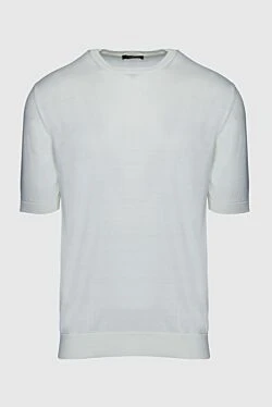 Short sleeve jumper in silk and cotton white for men