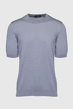 Short sleeve jumper in silk and cotton gray for men