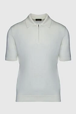 White silk polo for men