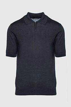 Black silk polo for men