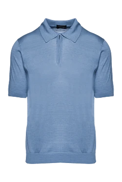 Blue silk polo for men