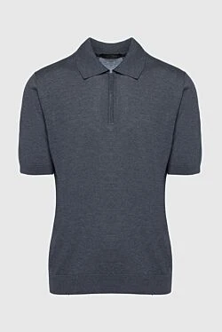 Cotton and silk polo gray for men