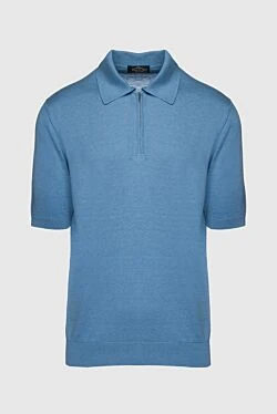 Cotton and silk polo blue for men