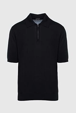 Cotton and silk polo black for men