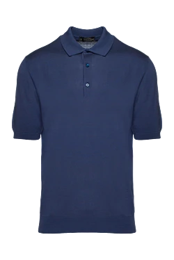 Cotton and silk polo blue for men