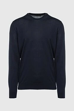 Silk and cotton jumper blue for men