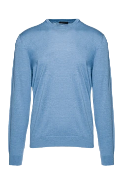 Blue silk and cotton jumper for men