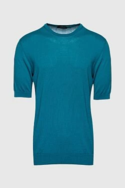 Short sleeve jumper in silk green for men