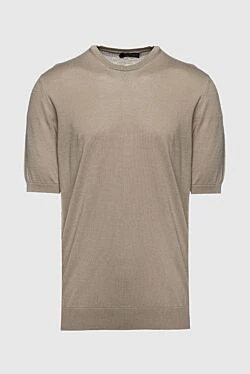 Cotton short sleeve jumper beige for men