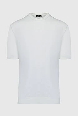 Short sleeve jumper in silk and cotton white for men