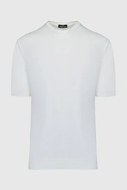 Short sleeve jumper in silk and cotton white for men