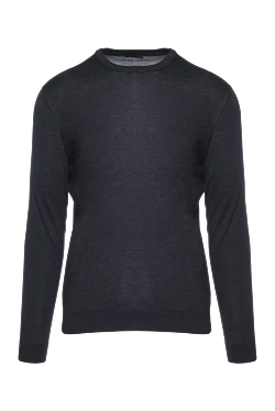 Джемпер черный шелковый с круглым вырезом мужской