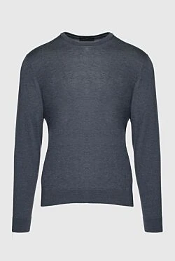 Silk and cotton jumper gray for men