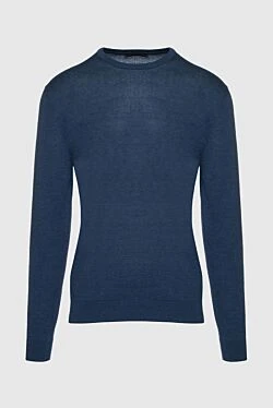 Silk and cotton jumper blue for men