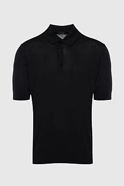 Cotton and silk polo black for men