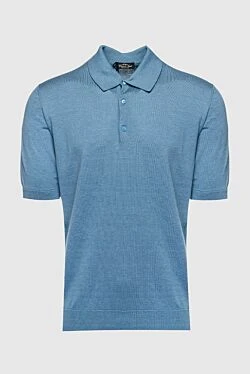 Cotton and silk polo blue for men