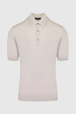 Cotton and silk polo beige for men