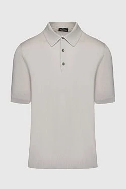 Cotton and silk polo beige for men