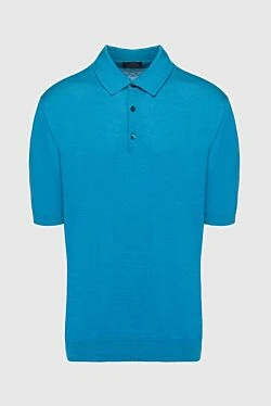 Cotton and silk polo blue for men