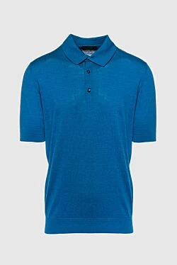 Cotton and silk polo blue for men