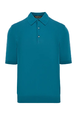 Поло хлопковое зеленое на пуговицах мужское