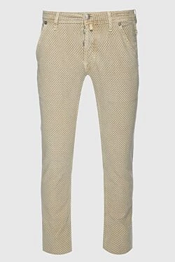 Beige cotton jeans for men