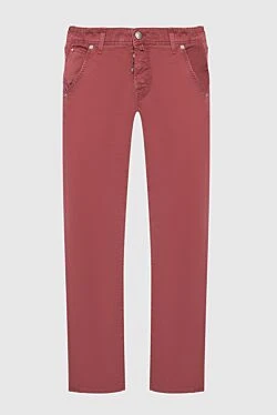 Red cotton jeans for men