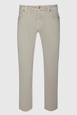 Beige cotton jeans for men