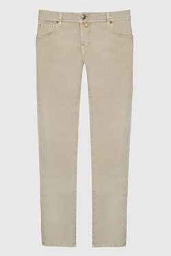 Beige cotton jeans for men