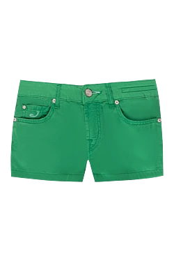 Green cotton shorts for women