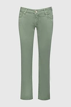 Green cotton jeans for women