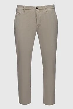 Beige cotton and modal jeans for men