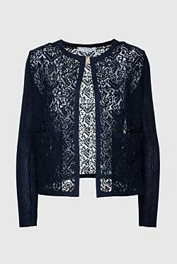 Blue cotton and polyamide cardigan for women