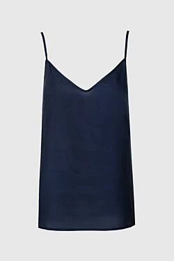 Women's blue cotton and viscose top