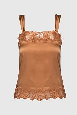 Women's brown silk and elastane top