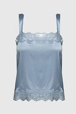 Women's blue silk and elastane top