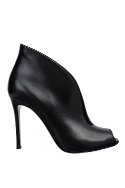 Black leather ankle boots for women