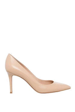 Beige leather shoes for women