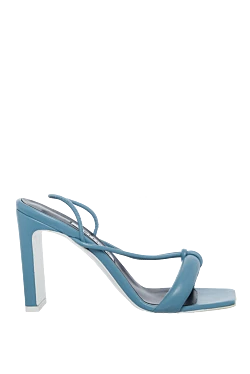 Blue leather sandals for women